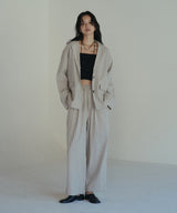 リネンライクストライプジョガーパンツ