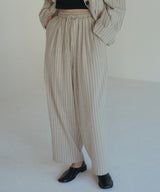 リネンライクストライプジョガーパンツ