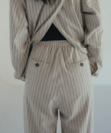 リネンライクストライプジョガーパンツ