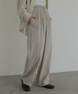 リネンライクストライプジョガーパンツ