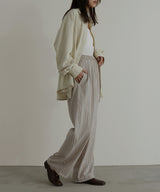 リネンライクストライプジョガーパンツ