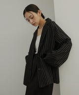 リネンライクストライプジャケット