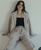 リネンライクストライプジャケット