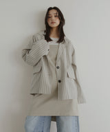 リネンライクストライプジャケット