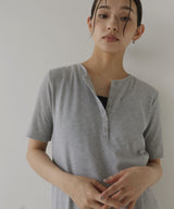 配色レイヤードカットリブワンピース