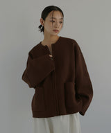 ジップアップニットカーデ