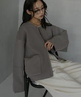 ジップアップニットカーデ