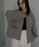 ジップアップニットカーデ