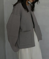 ジップアップニットカーデ