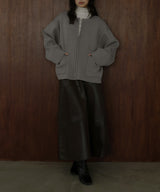 ジップアップニットカーデ