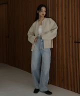 ジップアップニットカーデ