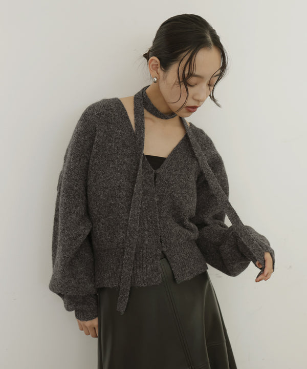 【12月上旬入荷】チョーカー付きニットカーディガン