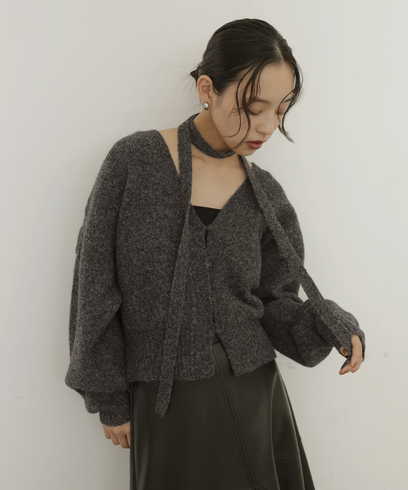 【12月上旬入荷】チョーカー付きニットカーディガン