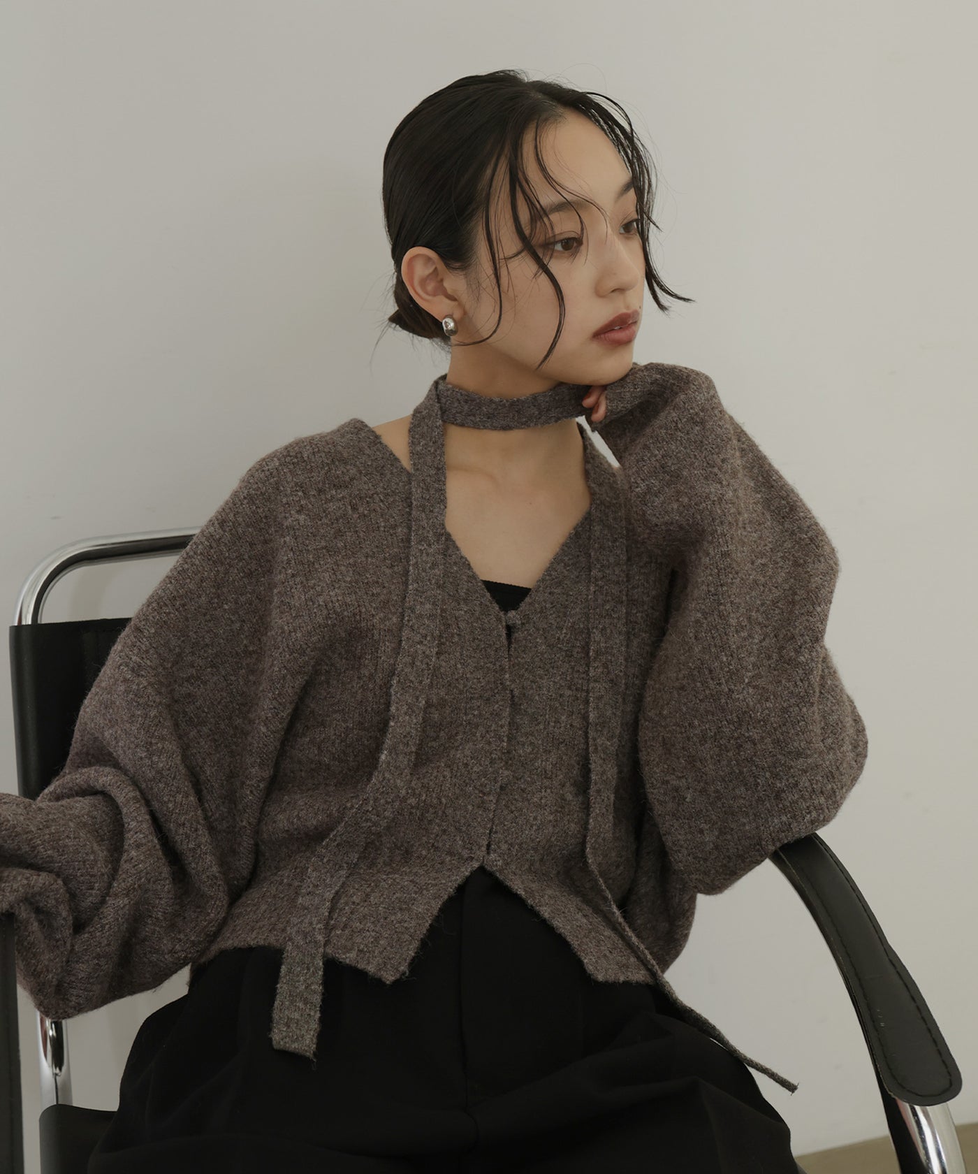 チョーカー付きニットカーディガン – hellam