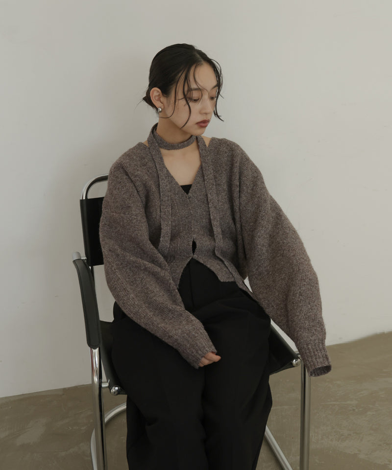 【12月上旬入荷】チョーカー付きニットカーディガン