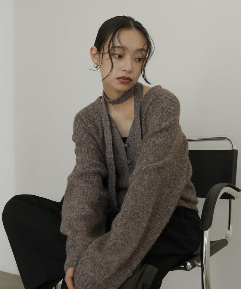 【12月上旬入荷】チョーカー付きニットカーディガン