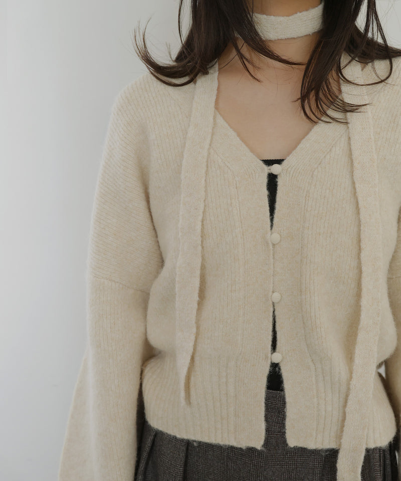 【12月上旬入荷】チョーカー付きニットカーディガン
