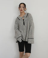 配色ミックスポロニット