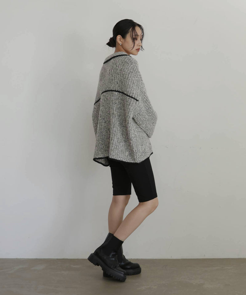 配色ミックスポロニット