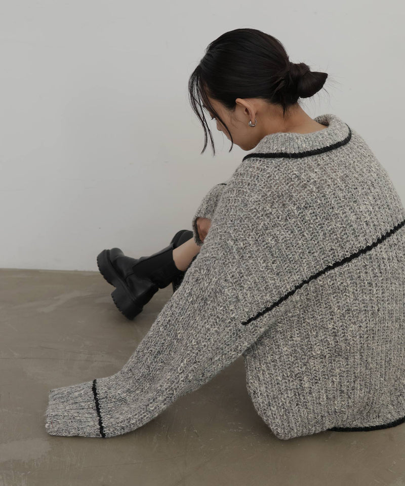 配色ミックスポロニット