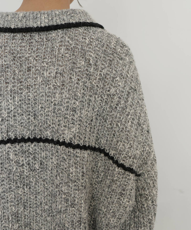 配色ミックスポロニット