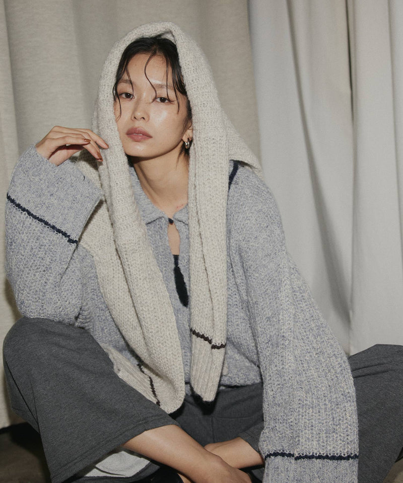 配色ミックスポロニット