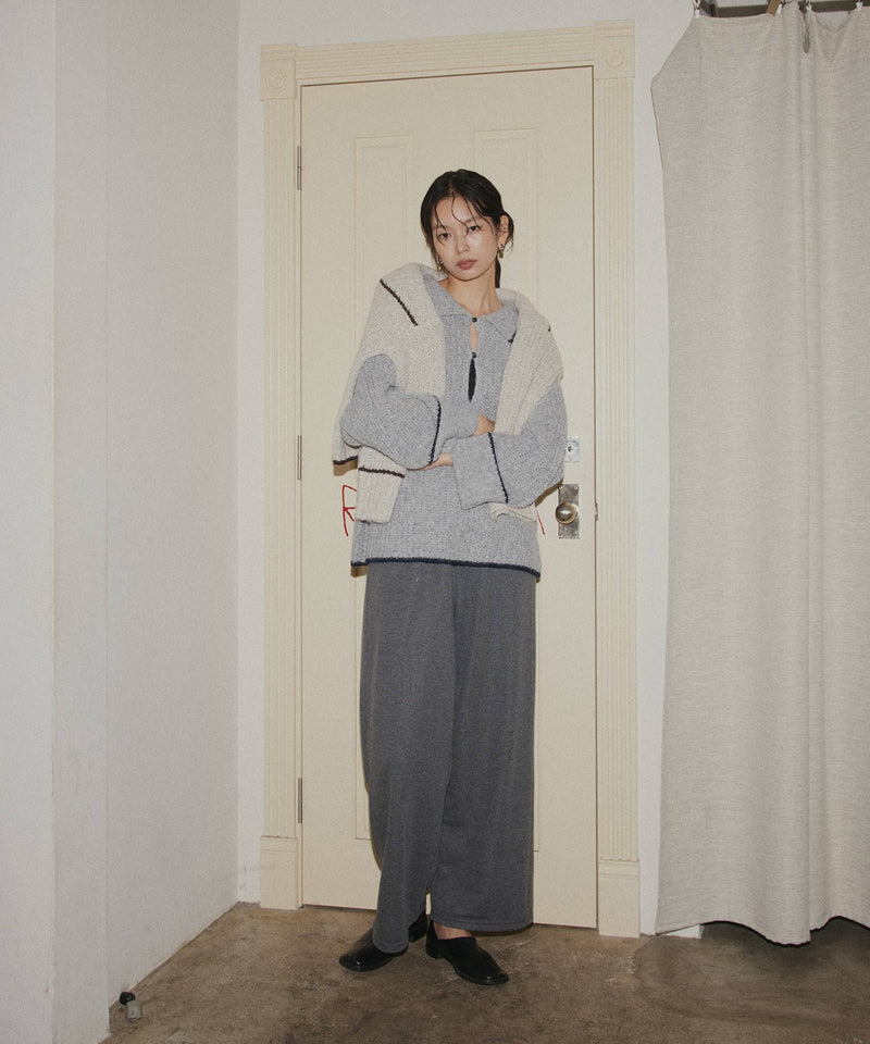 配色ミックスポロニット