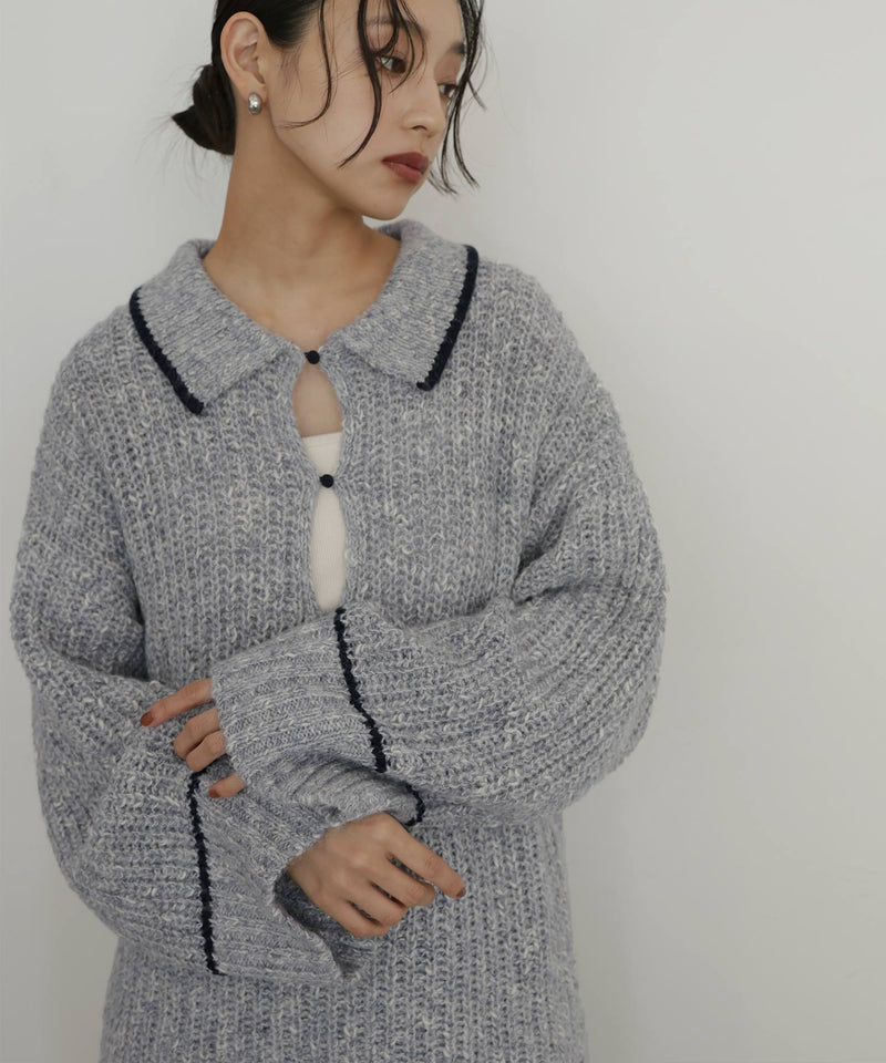 配色ミックスポロニット