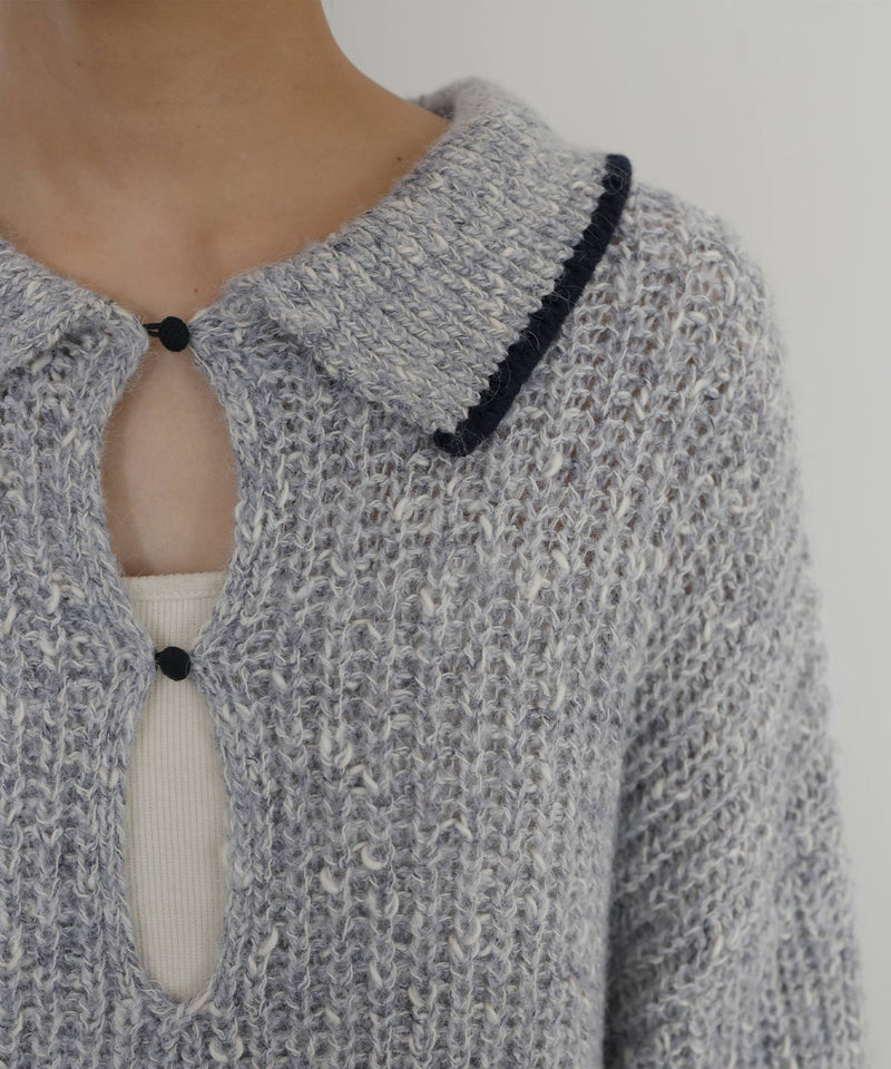 配色ミックスポロニット