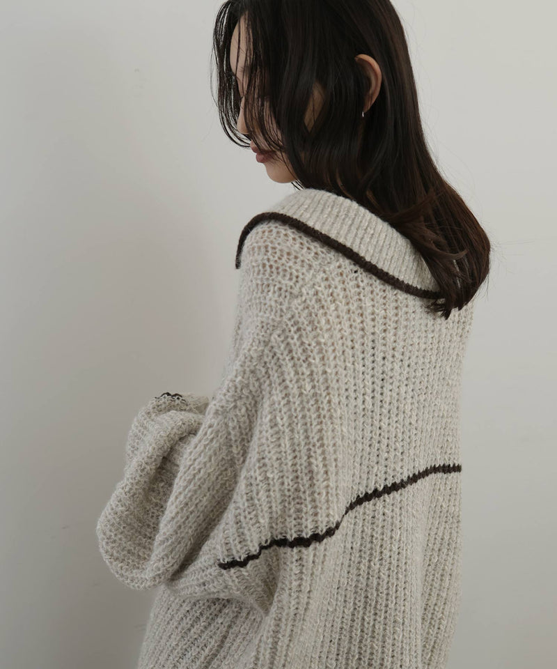 配色ミックスポロニット