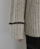 配色ミックスポロニット