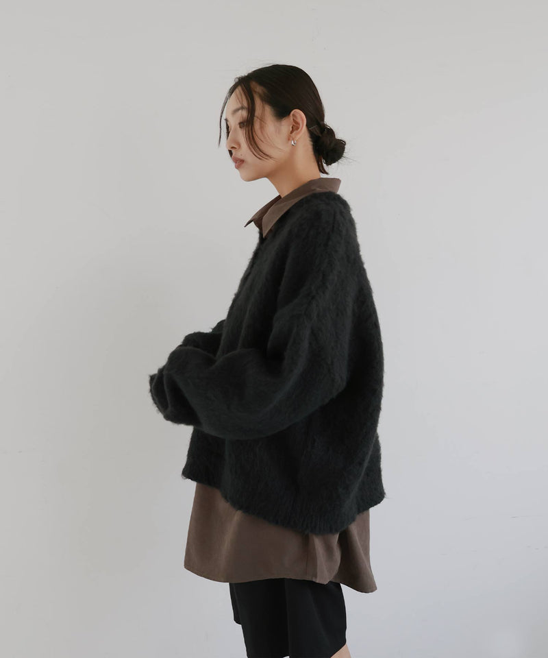 ヘンリーネックシャギーニット