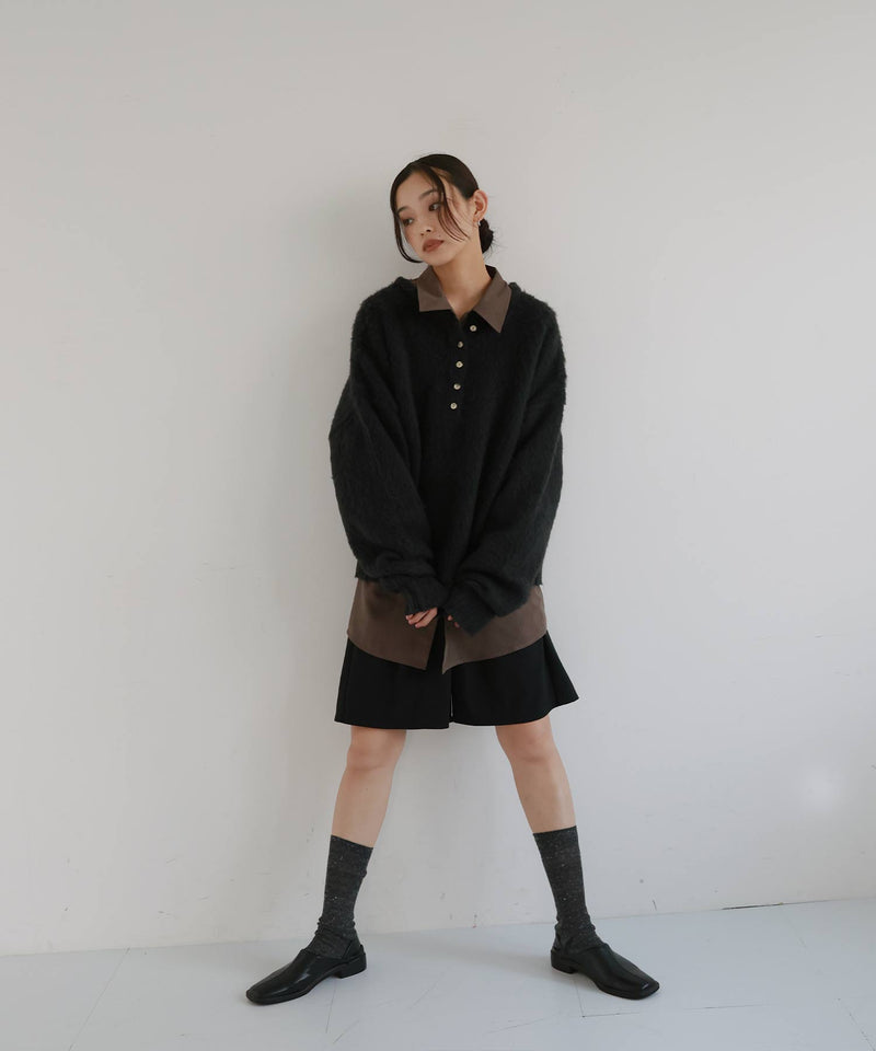 ヘンリーネックシャギーニット