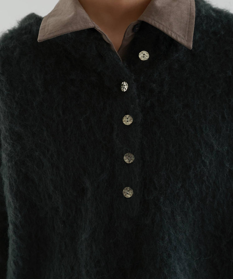 ヘンリーネックシャギーニット