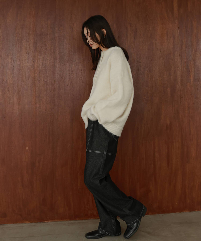 ヘンリーネックシャギーニット