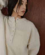 ヘンリーネックシャギーニット