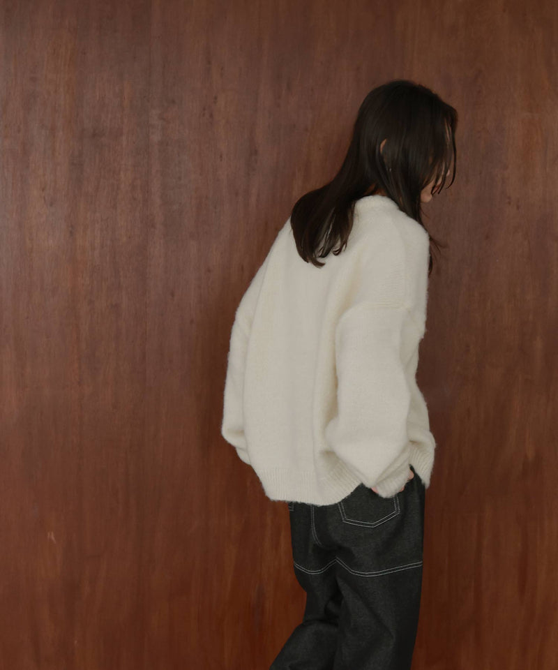 ヘンリーネックシャギーニット