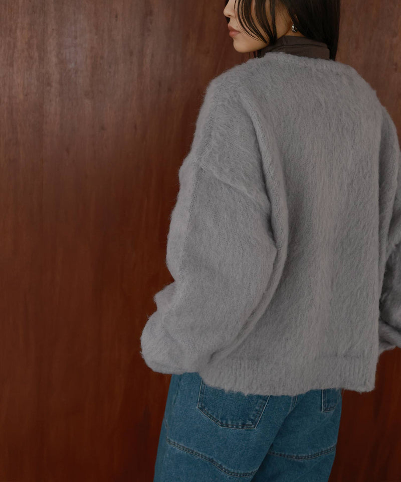 ヘンリーネックシャギーニット