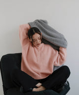 ヘンリーネックシャギーニット