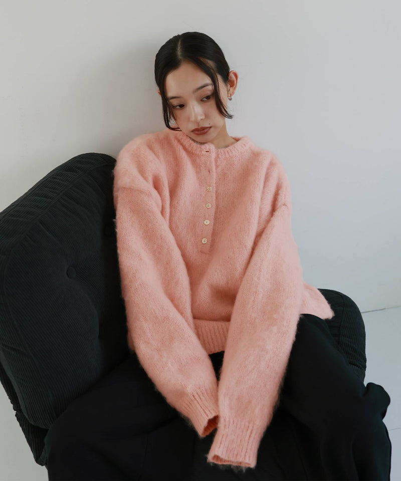 ヘンリーネックシャギーニット