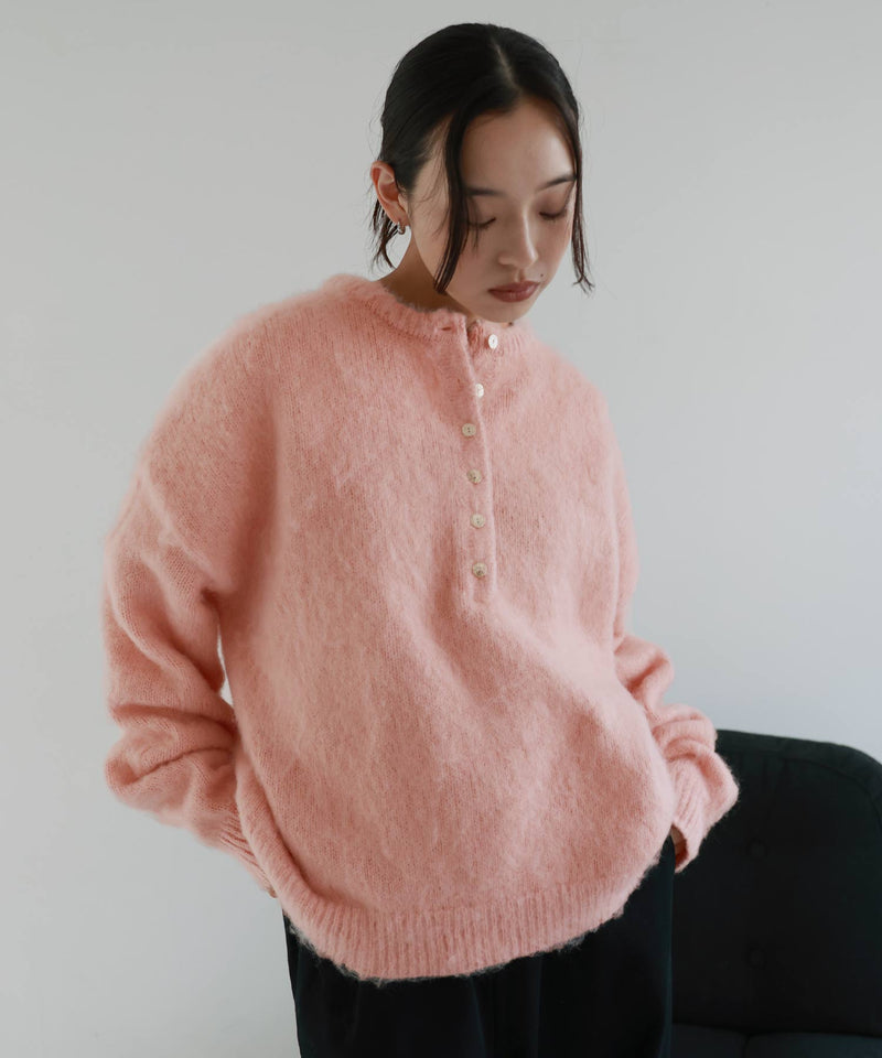 ヘンリーネックシャギーニット