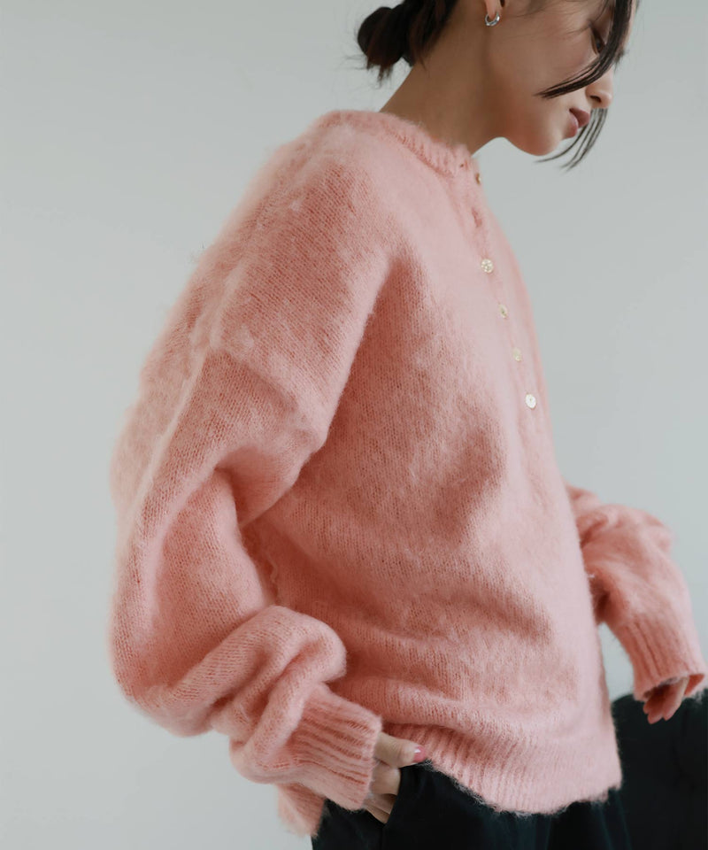 ヘンリーネックシャギーニット