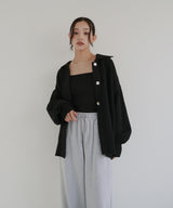 襟付きポロニットカーディガン