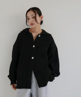 襟付きポロニットカーディガン