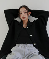 襟付きポロニットカーディガン