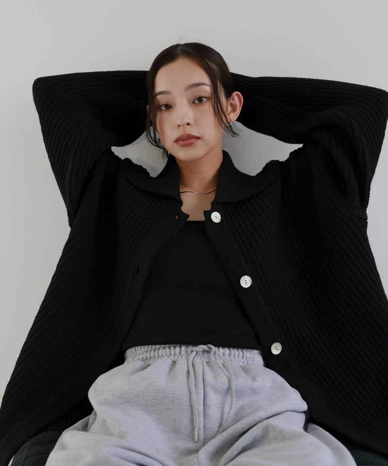 襟付きポロニットカーディガン – hellam