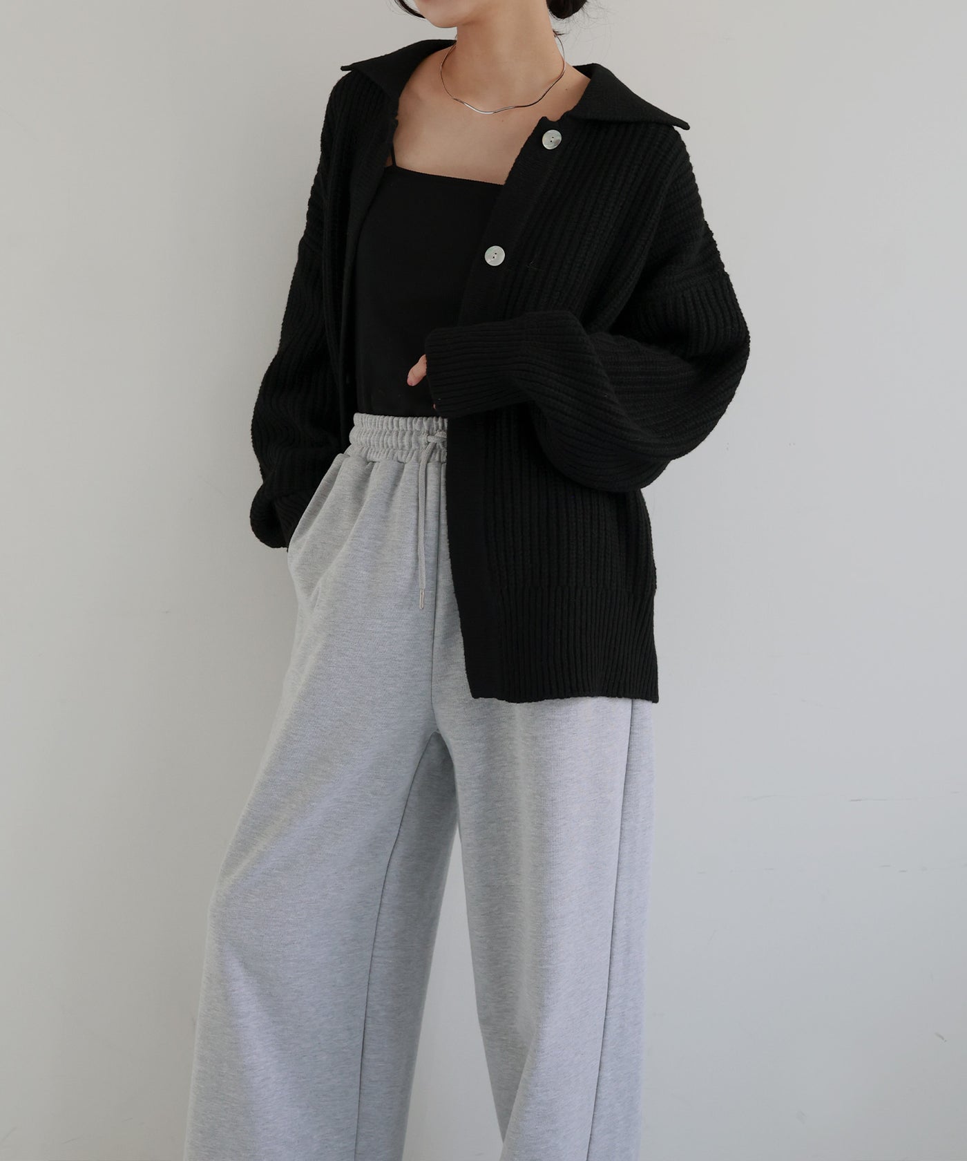 【25SS/新品タグ付き/42,900円】ATONポロニットカーディガン ATON / エイトン】COTTON WASHI BOUCLE POLO CARDIGAN（カーディガン