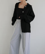 襟付きポロニットカーディガン