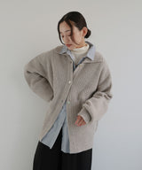 襟付きポロニットカーディガン