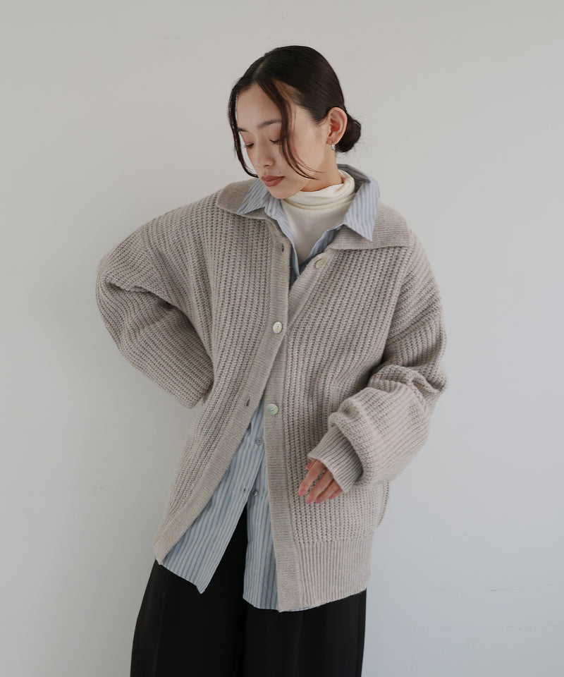 襟付きポロニットカーディガン – hellam